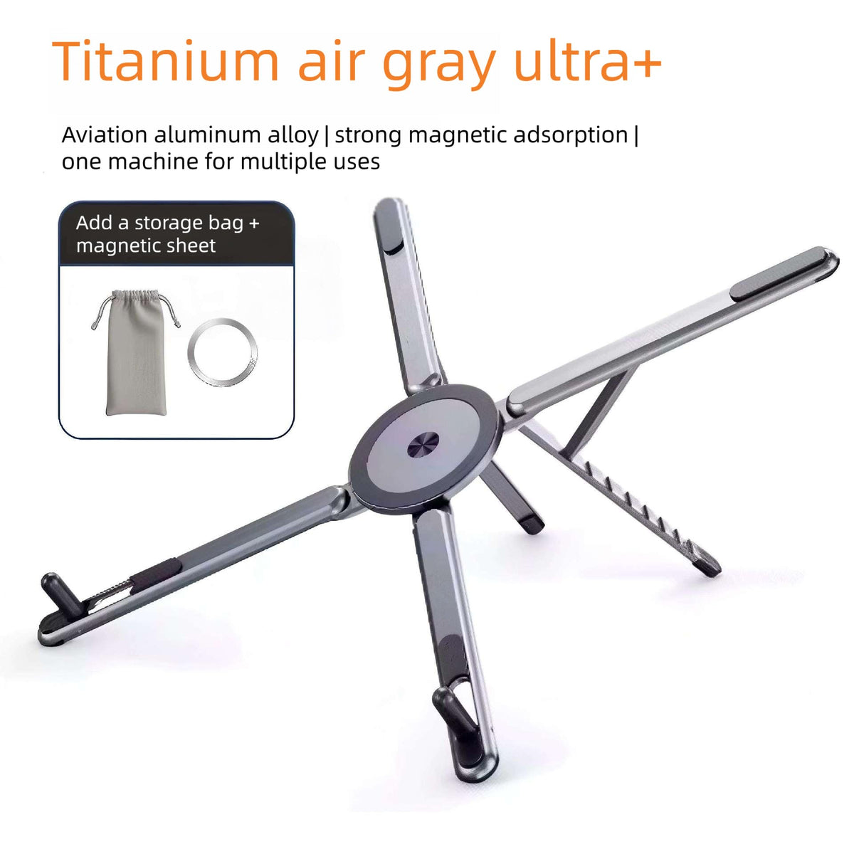 3-in-1 Aluminium laptop stand With Magnetic Phone holder