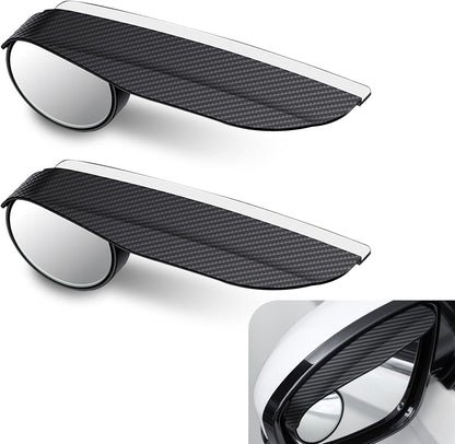 2-in-1 Carbon Fiber Car Blind Spot Mirror & Rain Eyebrow