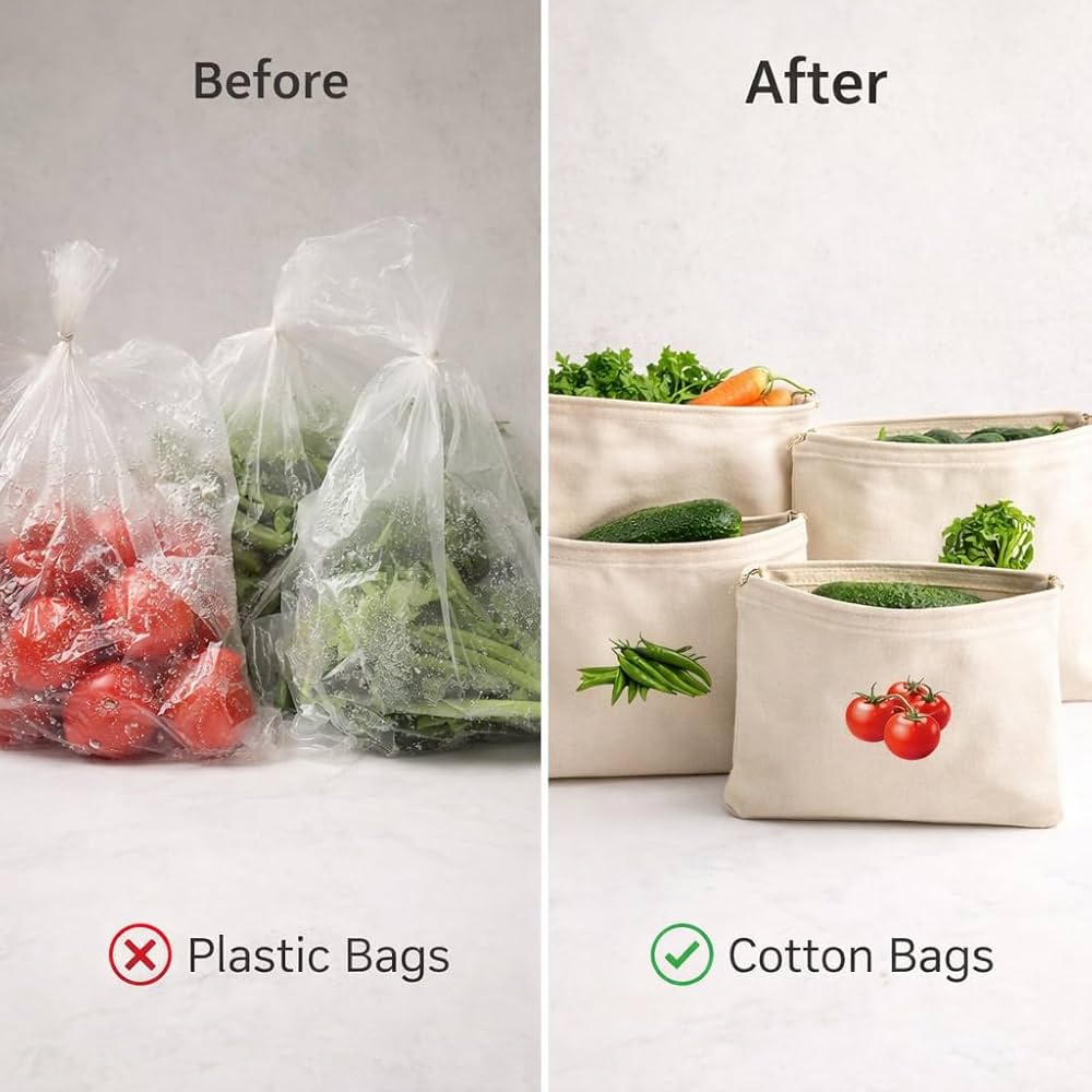 Reusable Cotton Grocery & Vegetable Storage Bag