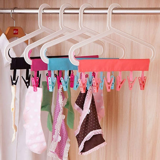 Space Saving Travel Clothes Hanger with Clips (Pack of 3)