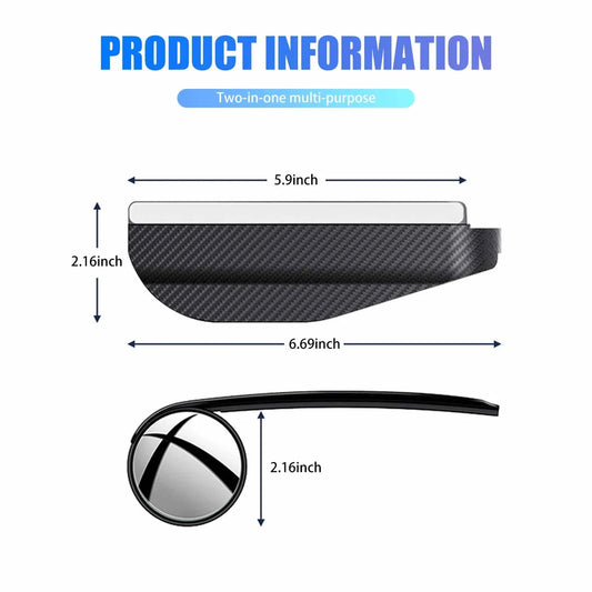2-in-1 Carbon Fiber Car Blind Spot Mirror & Rain Eyebrow