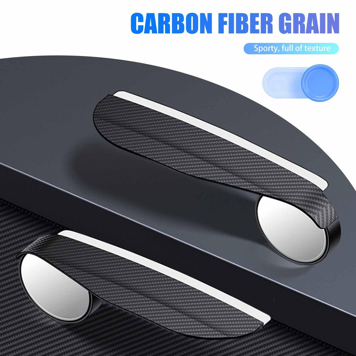 2-in-1 Carbon Fiber Car Blind Spot Mirror & Rain Eyebrow