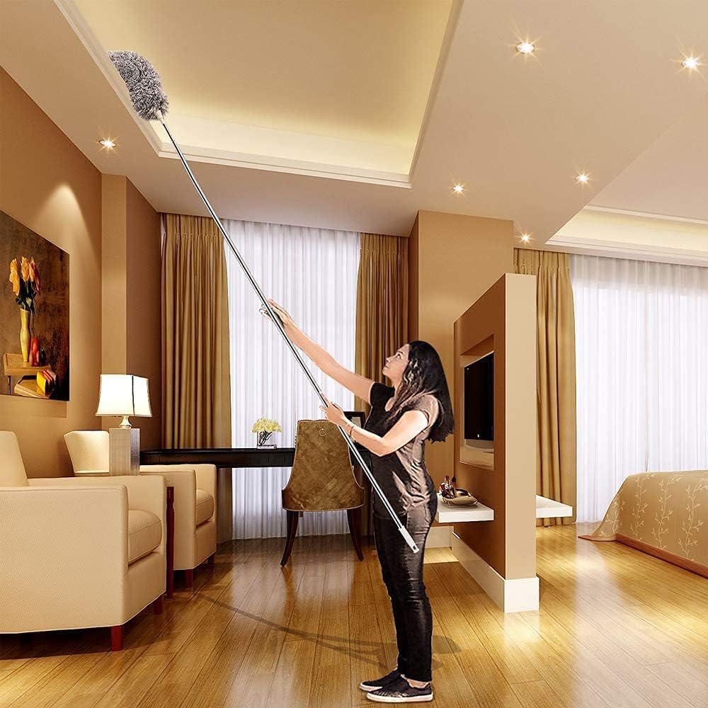 Flexible Grey Duster With Long Rod