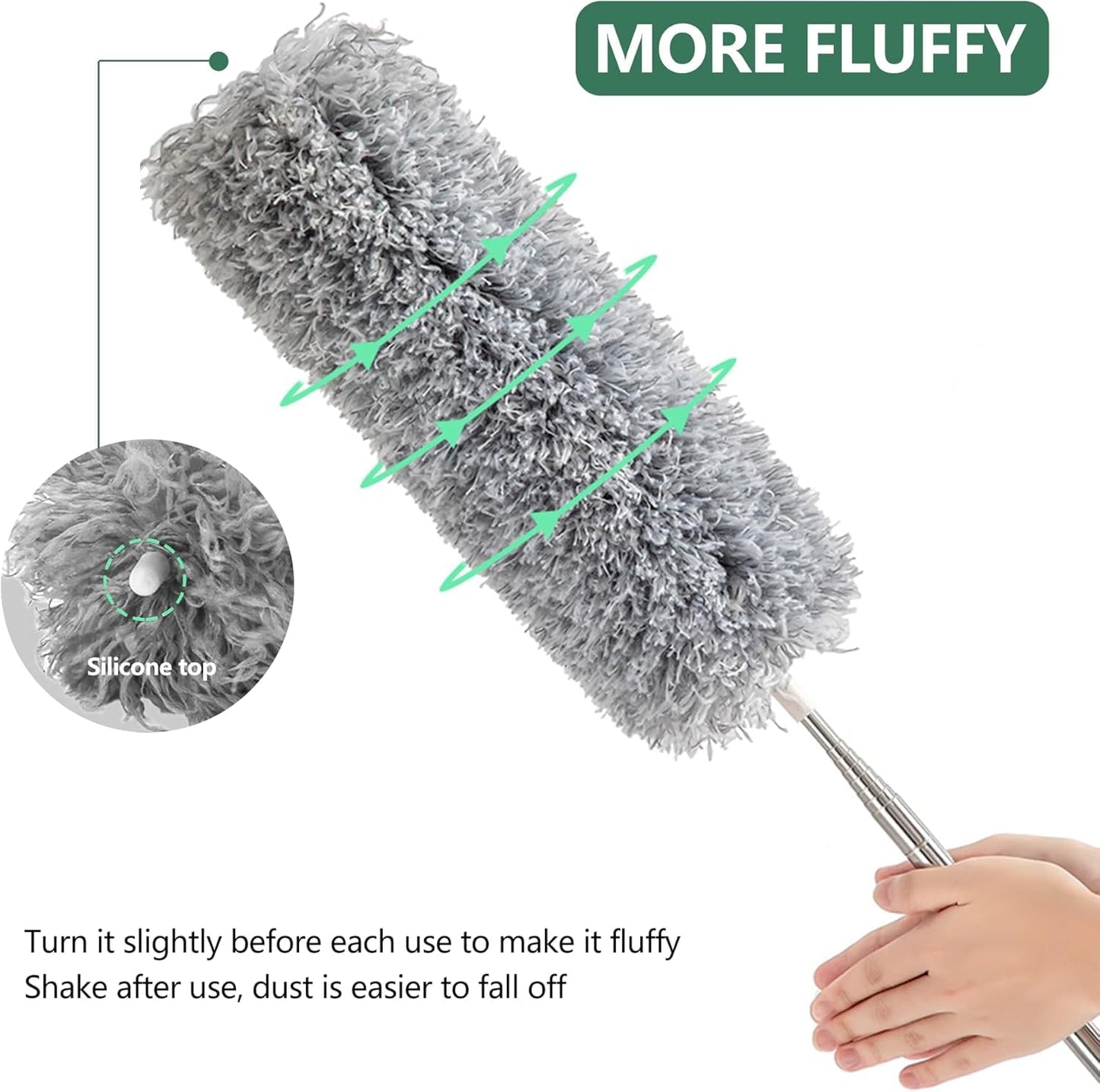 Flexible Grey Duster With Long Rod
