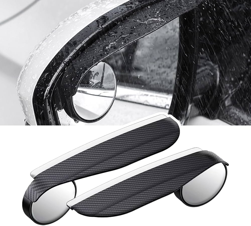 2-in-1 Carbon Fiber Car Blind Spot Mirror & Rain Eyebrow