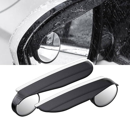 2-in-1 Carbon Fiber Car Blind Spot Mirror & Rain Eyebrow