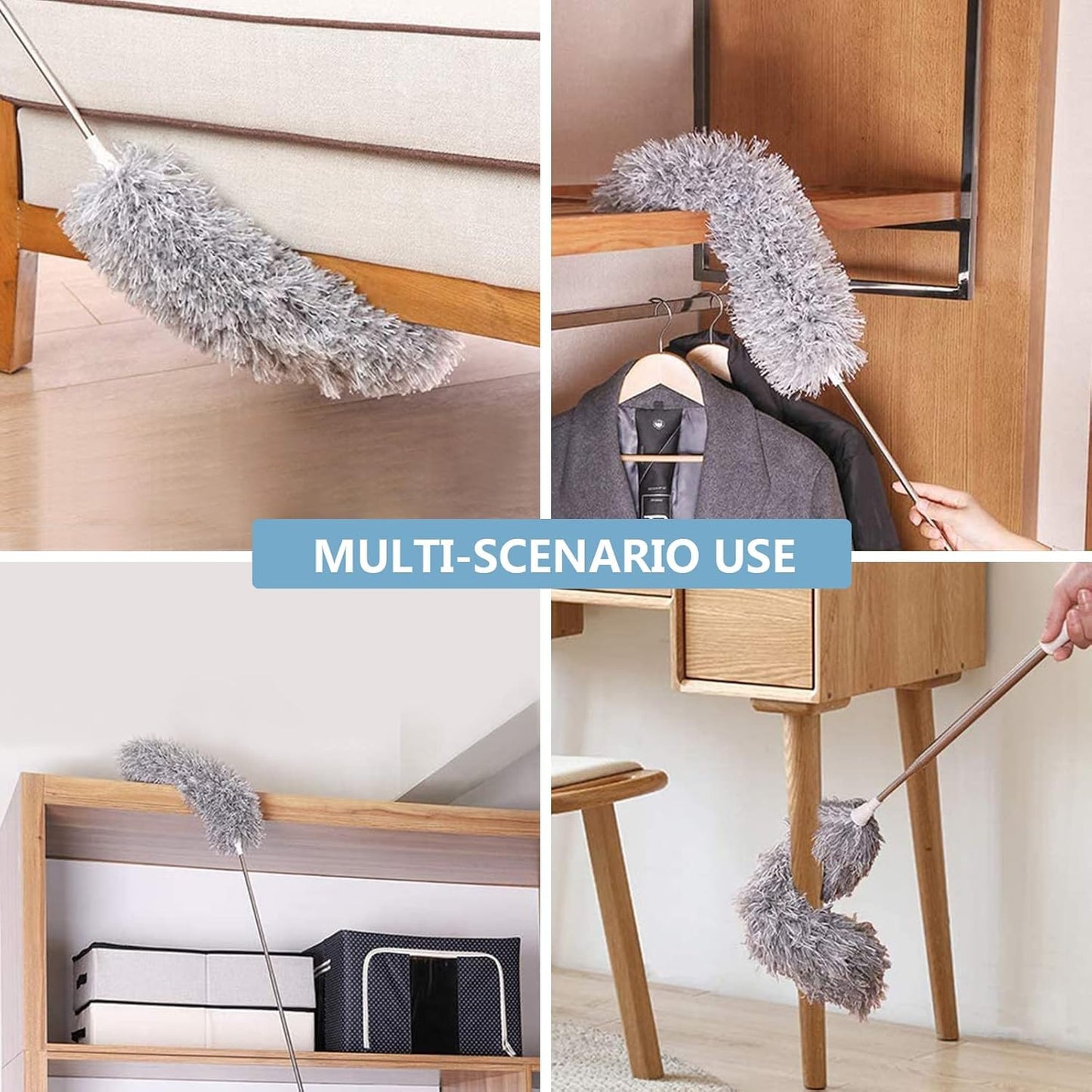Flexible Grey Duster With Long Rod