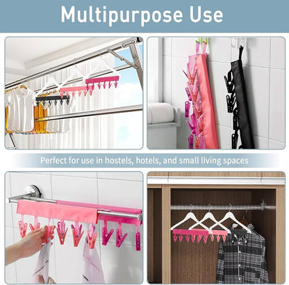Space Saving Travel Clothes Hanger with Clips (Pack of 3)
