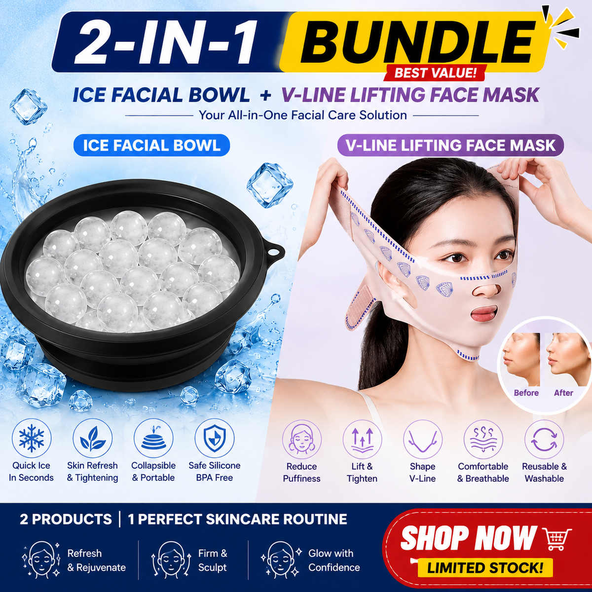 2-in-1 Ice Therapy & V-Line Facial Care Bundle