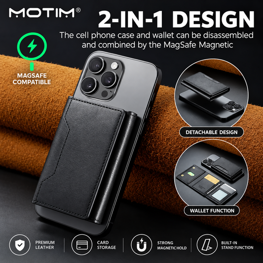 Premium Magnetic Leather Wallet With Mobile Stand