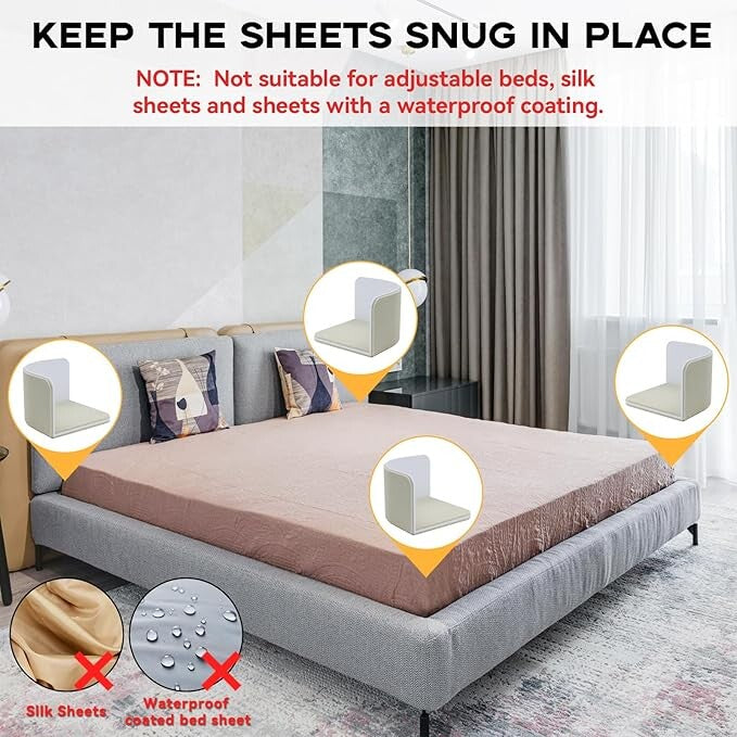 Anti-Slip Bedsheet Gripper 4 Pieces