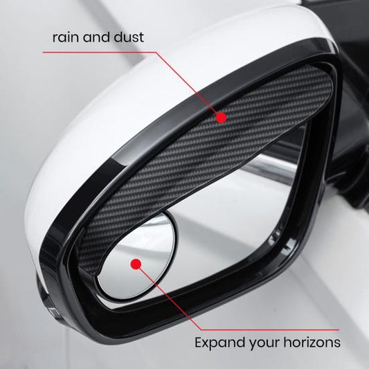 2-in-1 Carbon Fiber Car Blind Spot Mirror & Rain Eyebrow