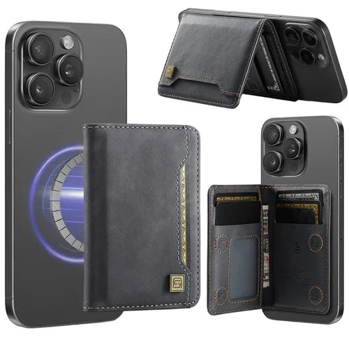Premium Magnetic Leather Wallet With Mobile Stand